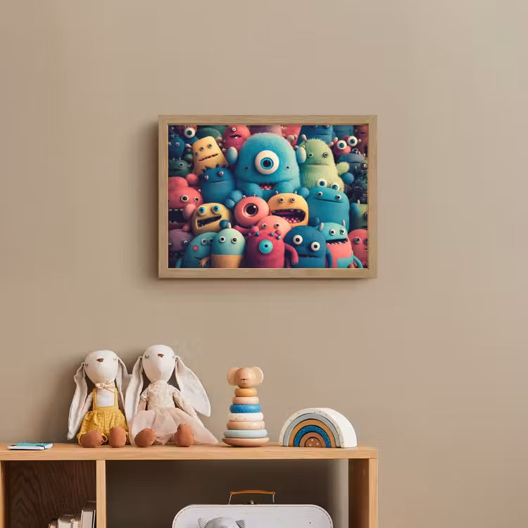 Kids - Monster - Regenboog - Design - Meiden - Jongens Light Box met batterij (Wandlamp kind) middel -sfeer2_kind
