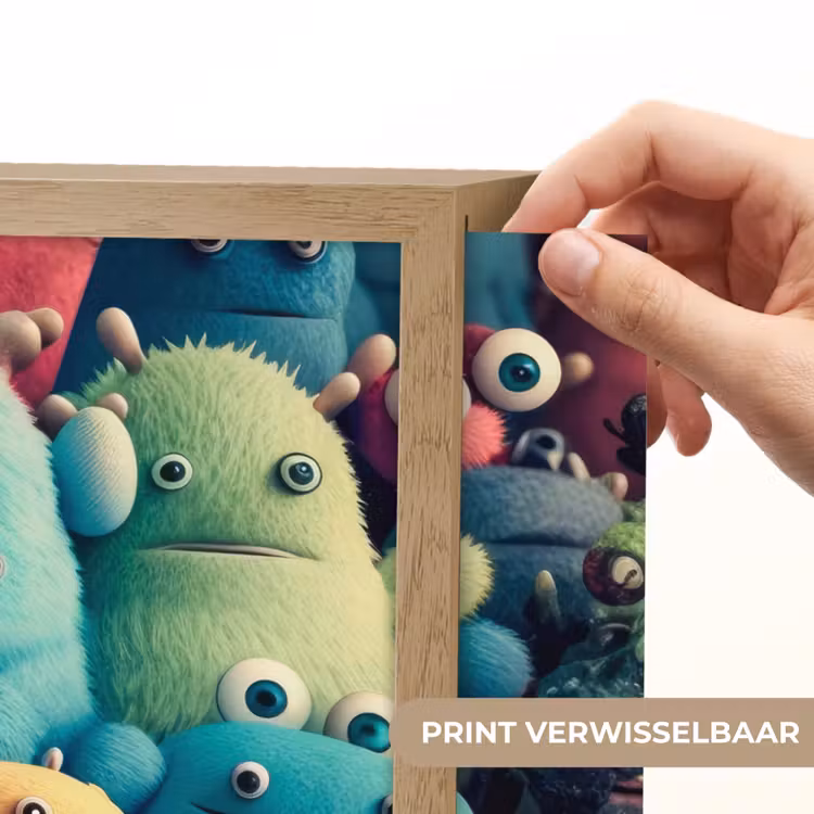 Kids - Monster - Regenboog - Design - Meiden - Jongens Light Box met batterij (Wandlamp kind) middel -USP_websiteprintNL