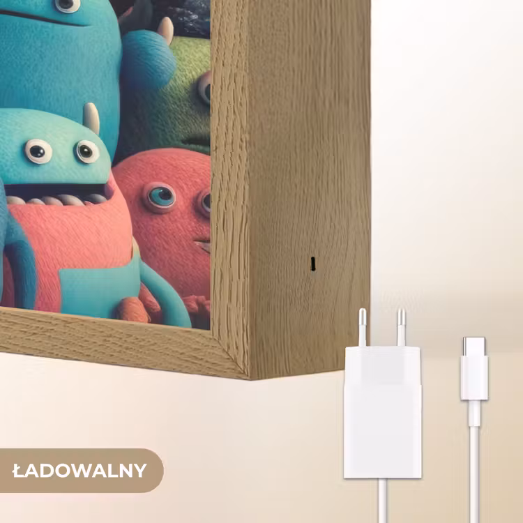 Kids - Monster - Regenboog - Design - Meiden - Jongens Light Box met batterij (Wandlamp kind) middel -USP_websiteoplaadbaarNL