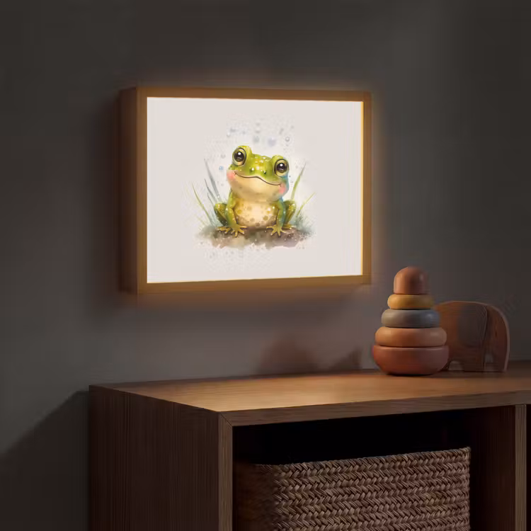 Kikker - Groen - Waterverf - Dieren - Jongen - Meisje Light Box met batterij (Wandlamp kind) middel -sfeer5_kind