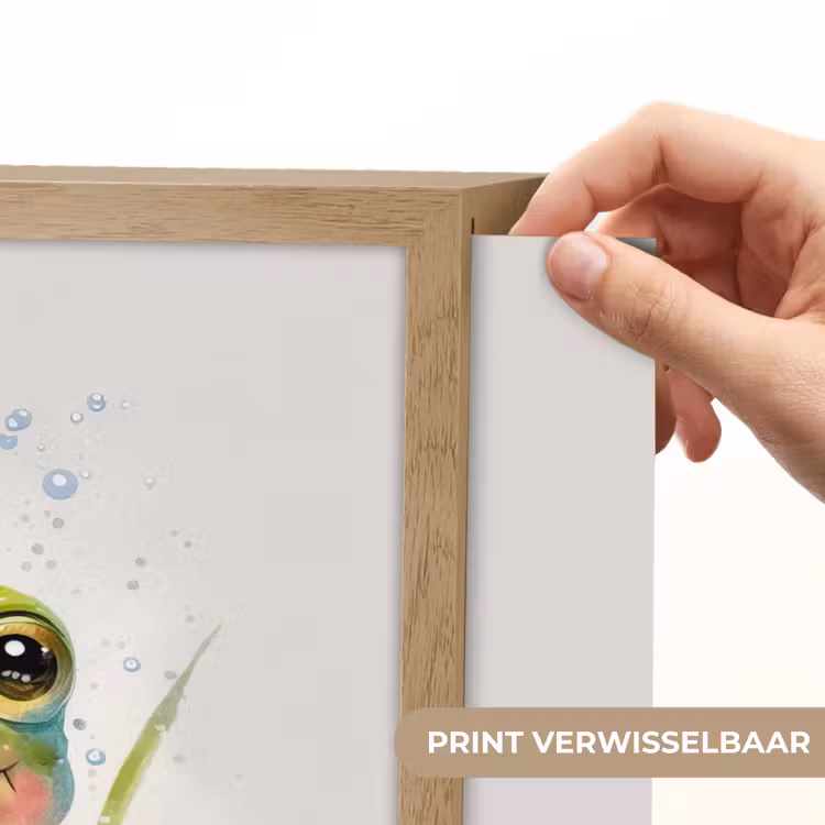 Kikker - Groen - Waterverf - Dieren - Jongen - Meisje Light Box met batterij (Wandlamp kind) middel -USP_websiteprintNL