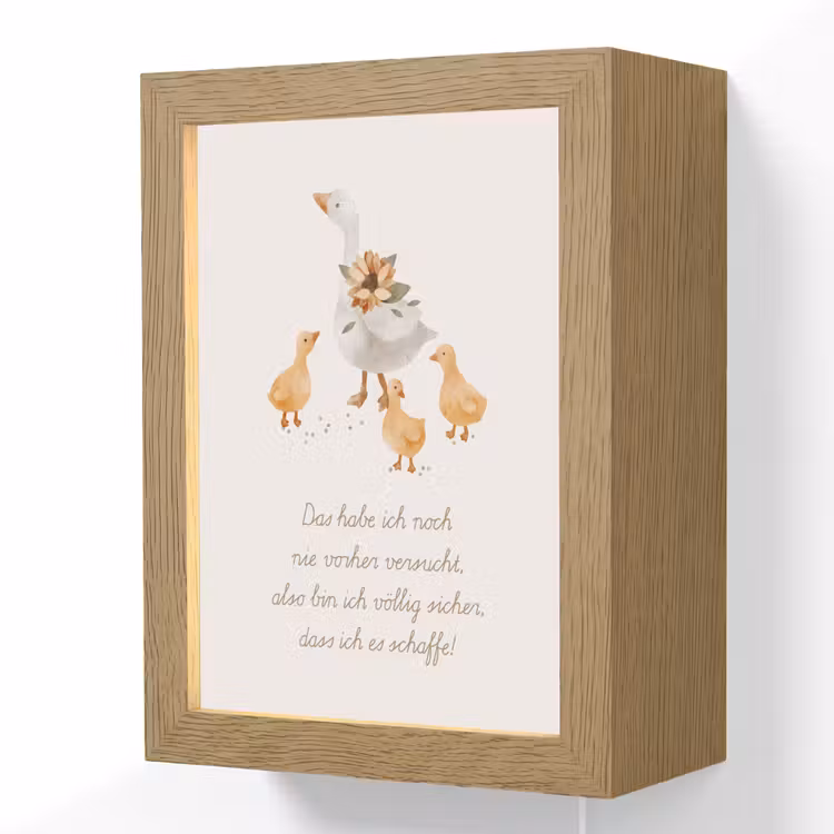Kinderen - Ganzen - Beige - Quote - Boerderij Light Box met kabel (Wandlamp kind) klein -3d