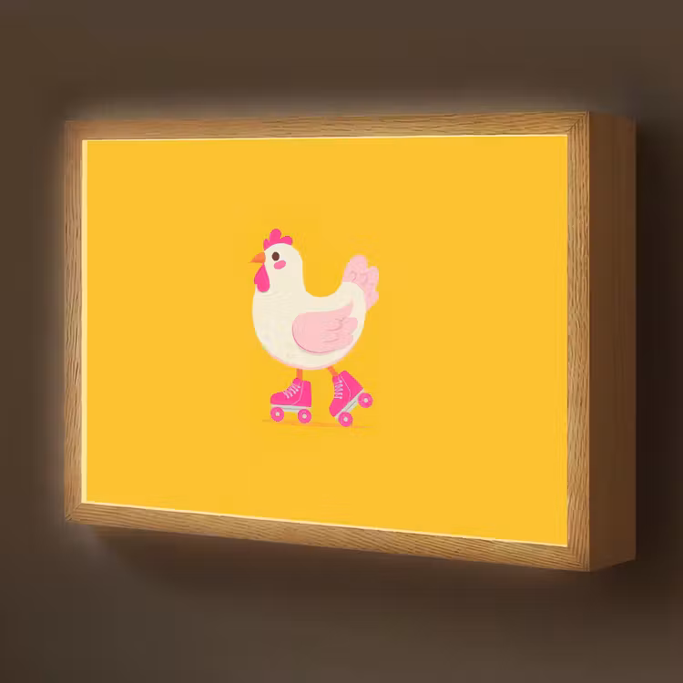 Kip - Rolschaatsen - Geel Light Box met batterij (Wandlamp kind) middel -z3d_website