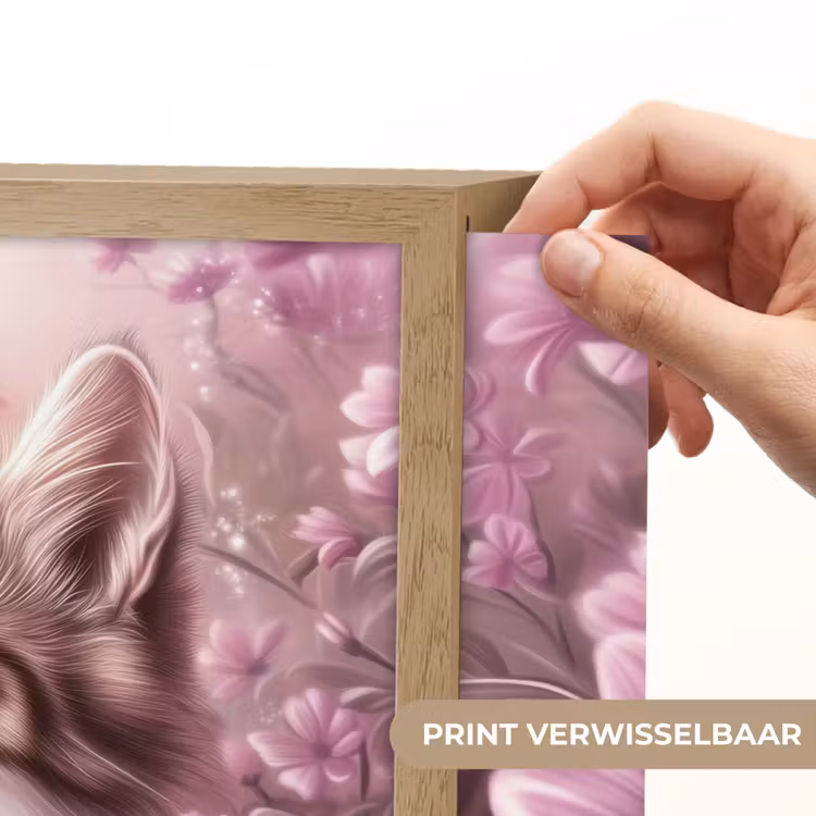 Kitten - Bloemen - Vlinders - Paars Light Box met batterij (Wandlamp kind) middel -USP_websiteprintNL