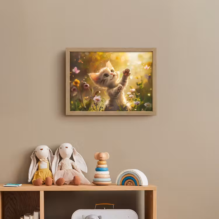 Kitten - Dier - Natuur - Bloemen Light Box met batterij (Wandlamp kind) middel -sfeer2_kind