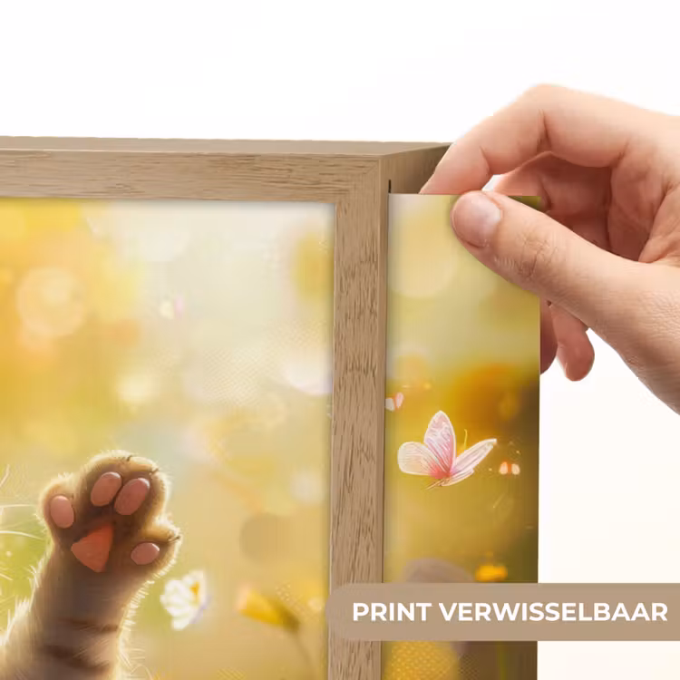 Kitten - Dier - Natuur - Bloemen Light Box met batterij (Wandlamp kind) middel -USP_websiteprintNL
