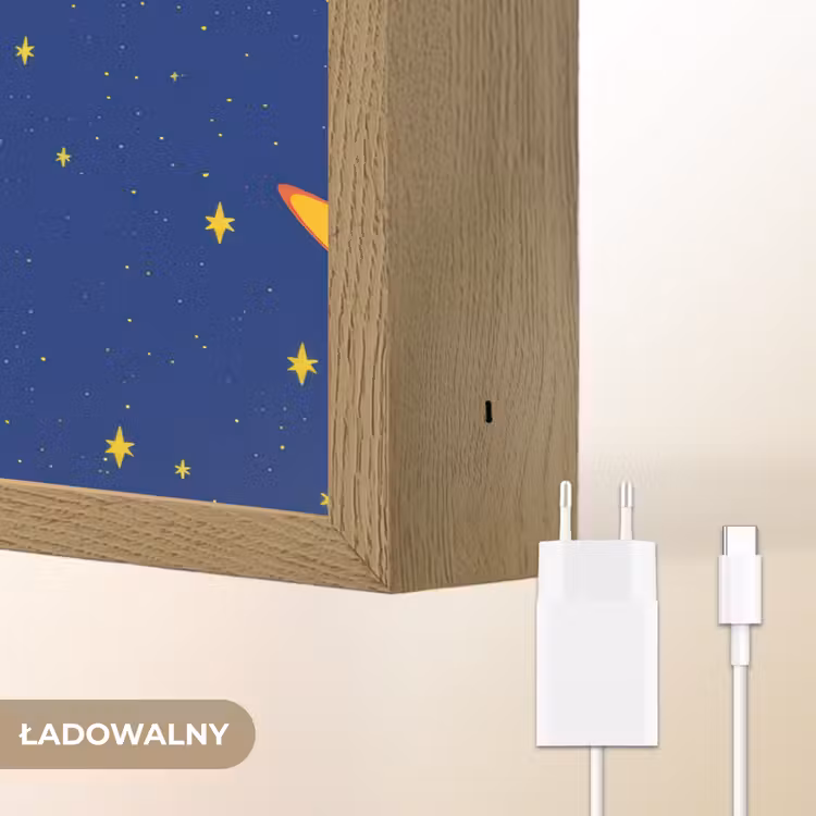 Kleurrijk - Raket - Ruimte Light Box met batterij (Wandlamp kind) middel -USP_websiteoplaadbaarNL