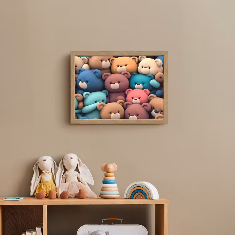 Knuffelbeer - Knuffel - Roze - Blauw - Bruin - Kind Light Box met batterij (Wandlamp kind) middel -sfeer2_kind