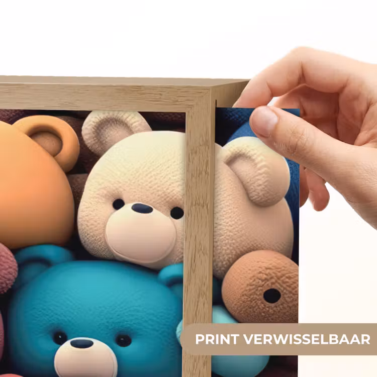 Knuffelbeer - Knuffel - Roze - Blauw - Bruin - Kind Light Box met batterij (Wandlamp kind) middel -USP_websiteprintNL