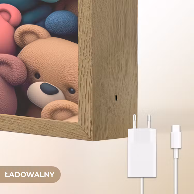 Knuffelbeer - Knuffel - Roze - Blauw - Bruin - Kind Light Box met batterij (Wandlamp kind) middel -USP_websiteoplaadbaarNL