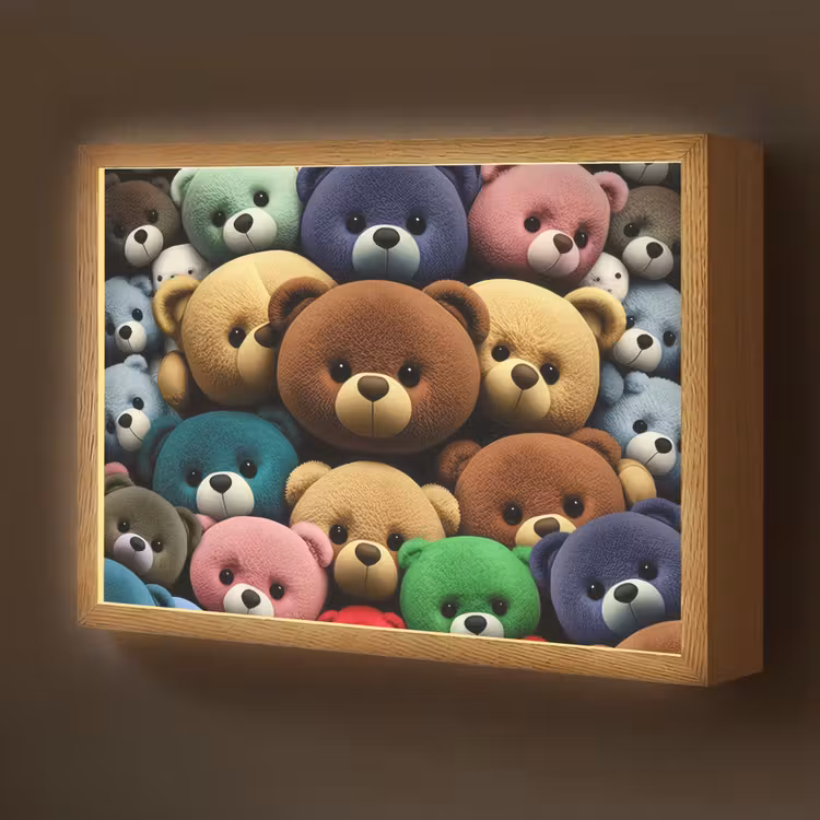 Knuffelbeer - Teddy - Design - Kids Light Box met batterij (Wandlamp kind) middel -z3d_website