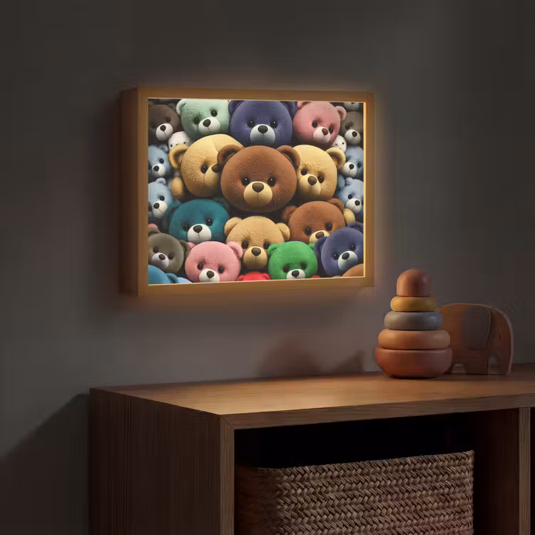 Knuffelbeer - Teddy - Design - Kids Light Box met batterij (Wandlamp kind) middel -sfeer5_kind