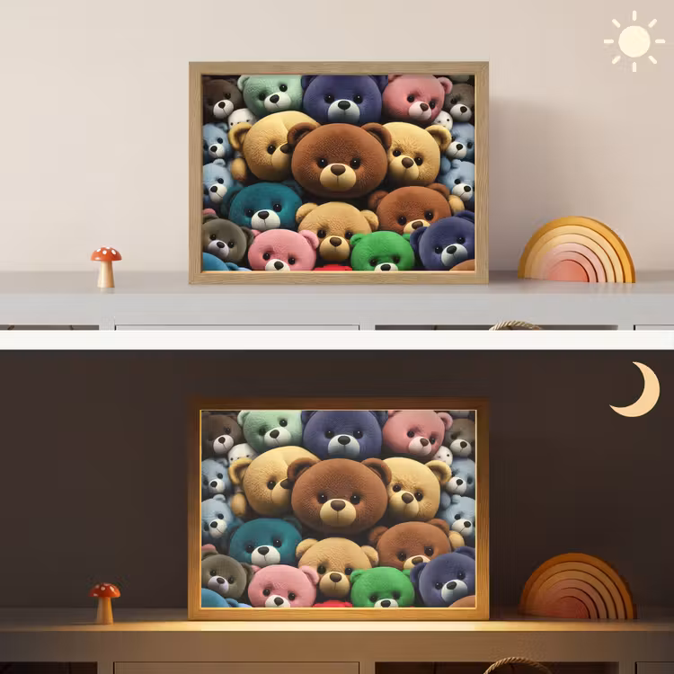Knuffelbeer - Teddy - Design - Kids Light Box met batterij (Wandlamp kind) middel -sfeer3_kind