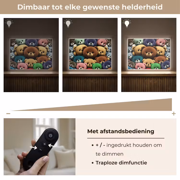 Knuffelbeer - Teddy - Design - Kids Light Box met batterij (Wandlamp kind) middel -USP_dimbaarNL