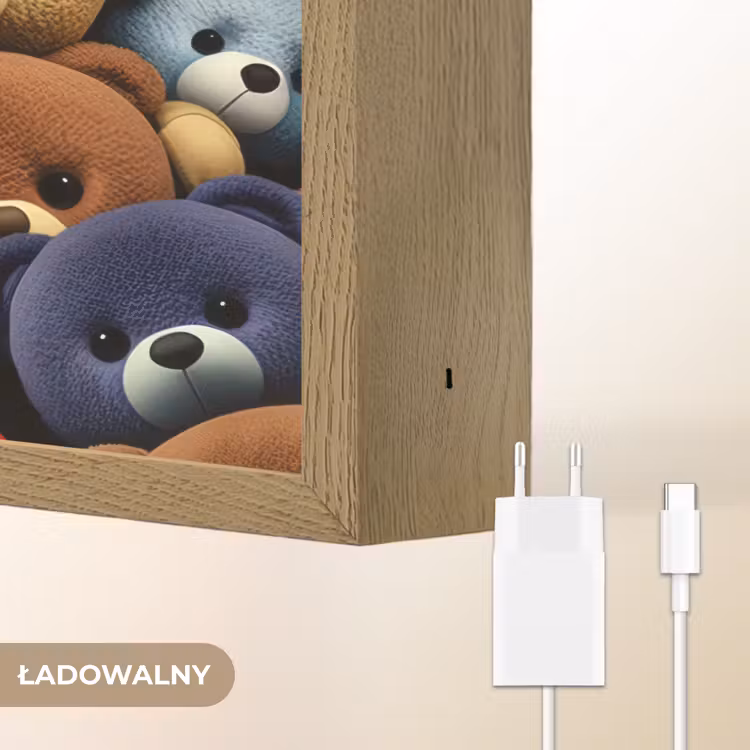 Knuffelbeer - Teddy - Design - Kids Light Box met batterij (Wandlamp kind) middel -USP_websiteoplaadbaarNL