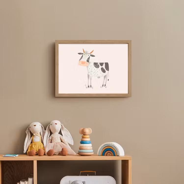 Koe - Boerderij dier - Dieren - Pastel kleuren Light Box met batterij (Wandlamp kind) middel -sfeer2_kind
