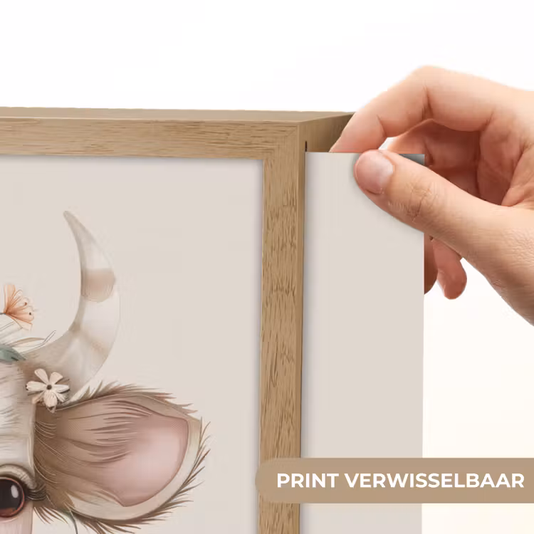 Koe - Bohemian - Kalfje - Bloemen Light Box met batterij (Wandlamp kind) middel -USP_websiteprintNL