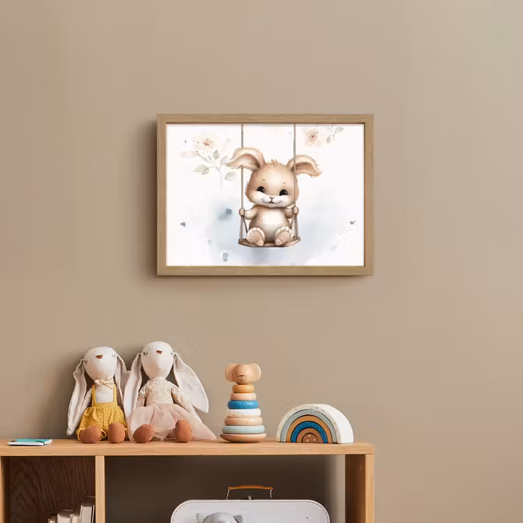 Konijn - Baby dier - Kinderen Light Box met batterij (Wandlamp kind) middel -sfeer2_kind