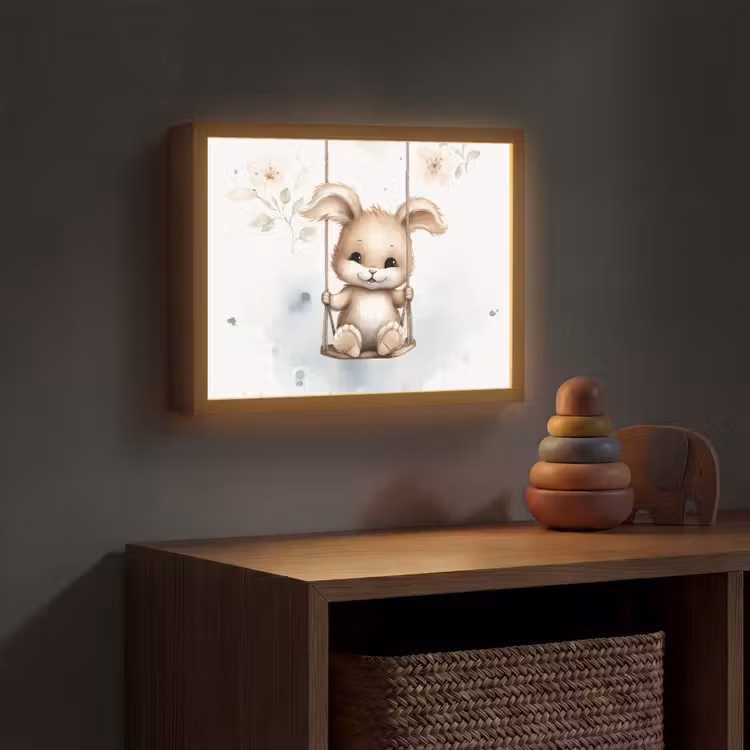 Konijn - Baby dier - Kinderen Light Box met batterij (Wandlamp kind) middel -sfeer5_kind