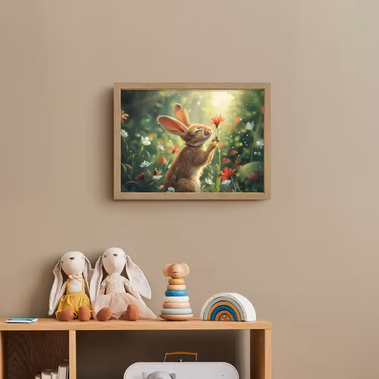 Konijn - Dieren - Bloemen - Natuur Light Box met batterij (Wandlamp kind) middel -sfeer2_kind