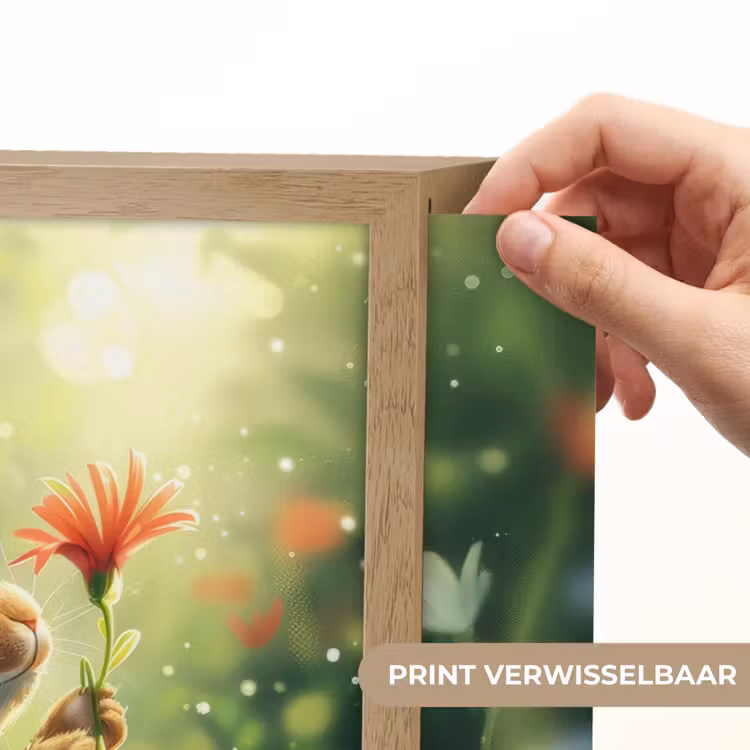 Konijn - Dieren - Bloemen - Natuur Light Box met batterij (Wandlamp kind) middel -USP_websiteprintNL
