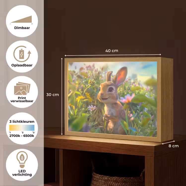 Konijn - Dieren - Natuur Light Box met batterij (Wandlamp kind) middel -USP_websiteoverzichtNL