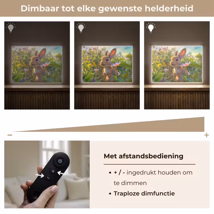 Konijn - Dieren - Natuur Light Box met batterij (Wandlamp kind) middel -USP_dimbaarNL