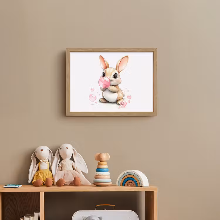 Konijn - Roze - Bellen Light Box met batterij (Wandlamp kind) middel -sfeer2_kind