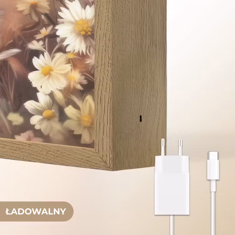 Konijntje - Bruin - Bloemen - Vlinders Light Box met batterij (Wandlamp kind) middel -USP_websiteoplaadbaarNL