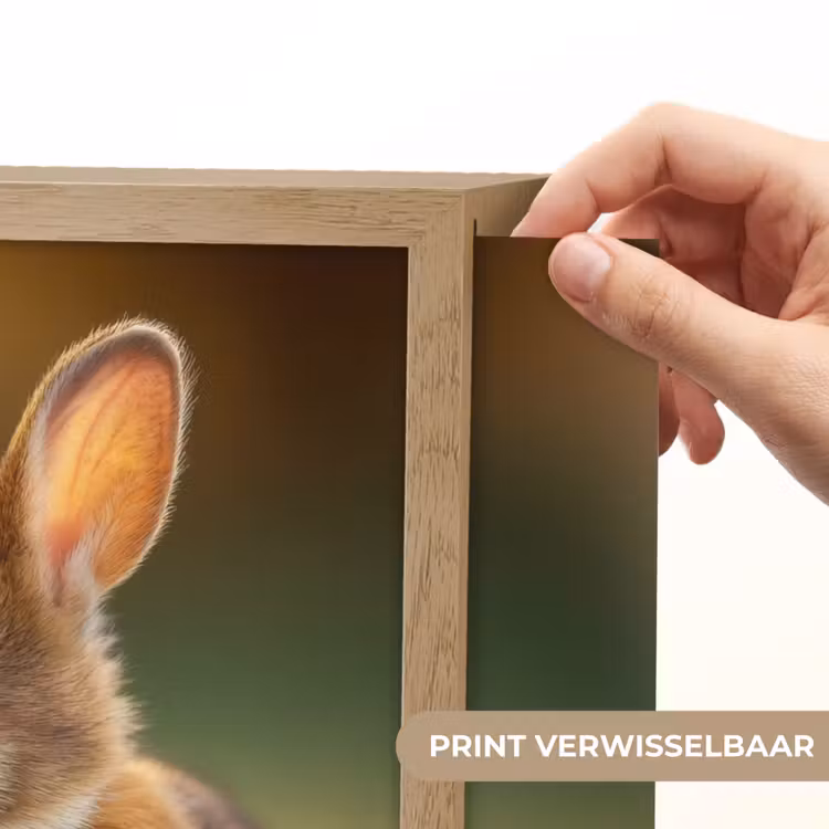 Konijntje - Bruin - Gras Light Box met batterij (Wandlamp kind) middel -USP_websiteprintNL