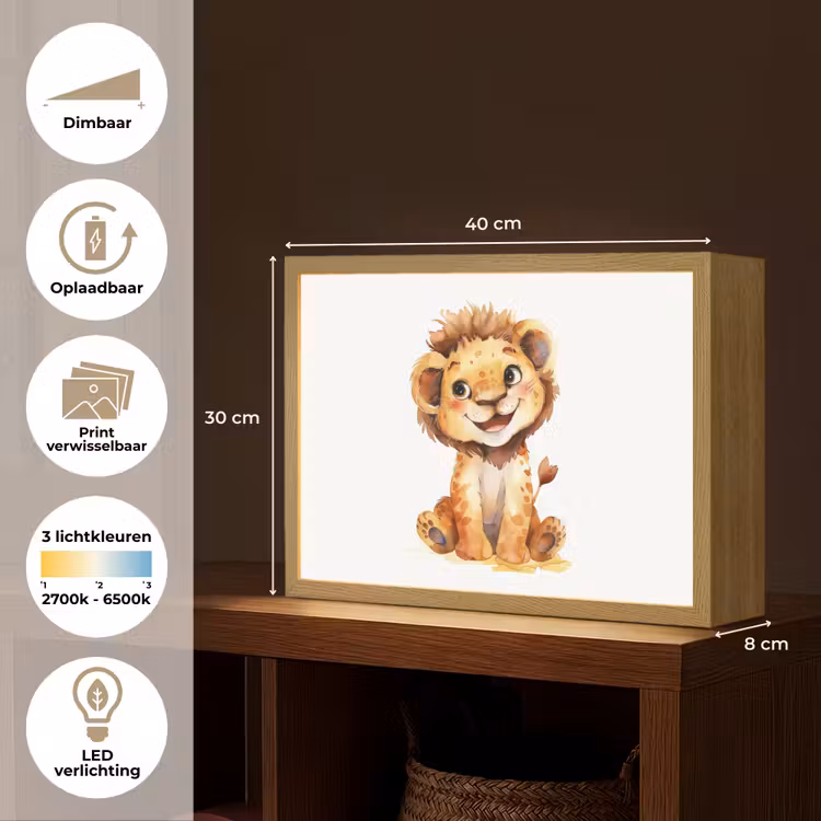 Leeuw - Baby dier Light Box met batterij (Wandlamp kind) middel -USP_websiteoverzichtNL