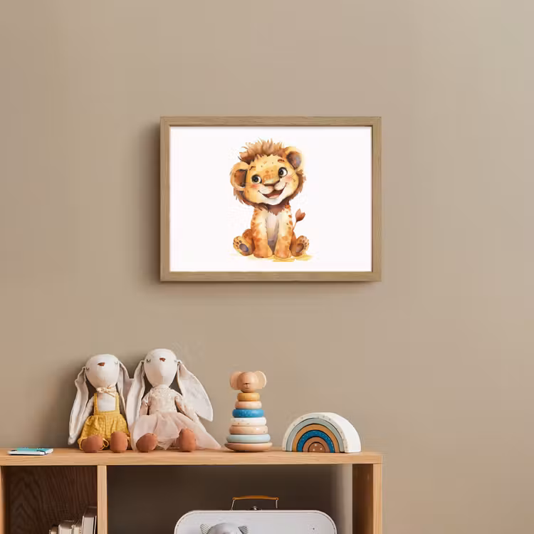 Leeuw - Baby dier Light Box met batterij (Wandlamp kind) middel -sfeer2_kind