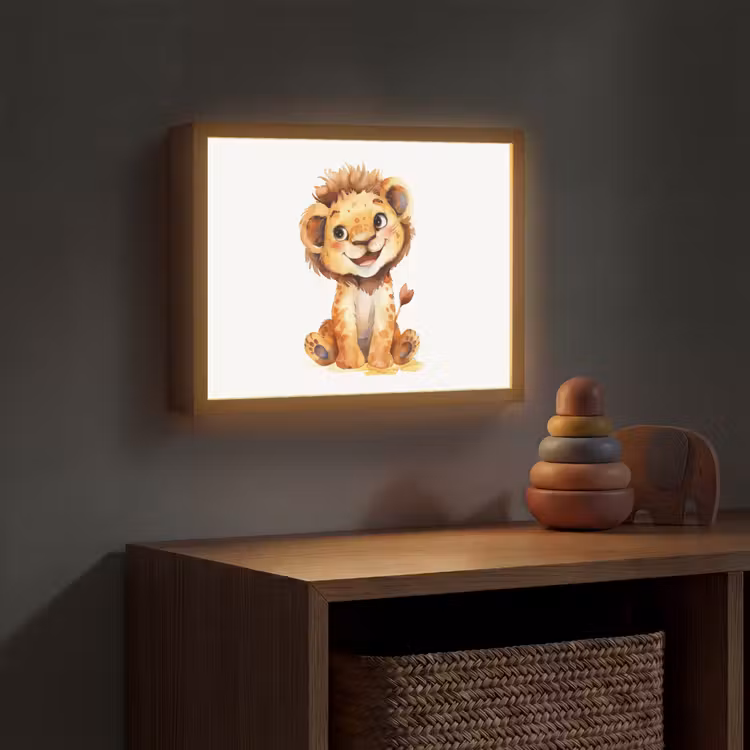 Leeuw - Baby dier Light Box met batterij (Wandlamp kind) middel -sfeer5_kind