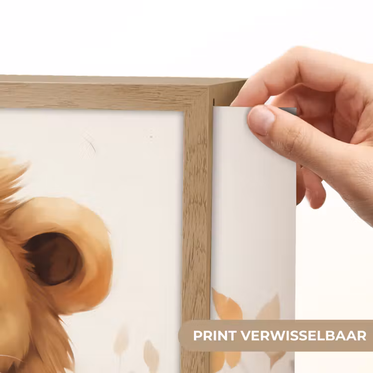 Leeuw - Dieren - Kinderen - Bruin - Meisje Light Box met batterij (Wandlamp kind) middel -USP_websiteprintNL