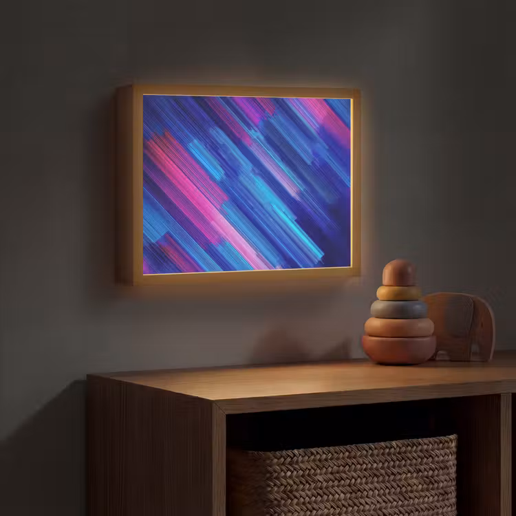 Lijnen - Abstract - Patroon - Donkerblauw Light Box met batterij (Wandlamp kind) middel -sfeer5_kind