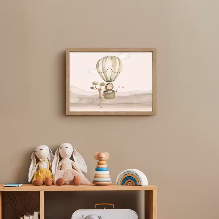 Luchtballon - Leeuw - Watercolor - Safari - Dieren Light Box met batterij (Wandlamp kind) middel -sfeer2_kind