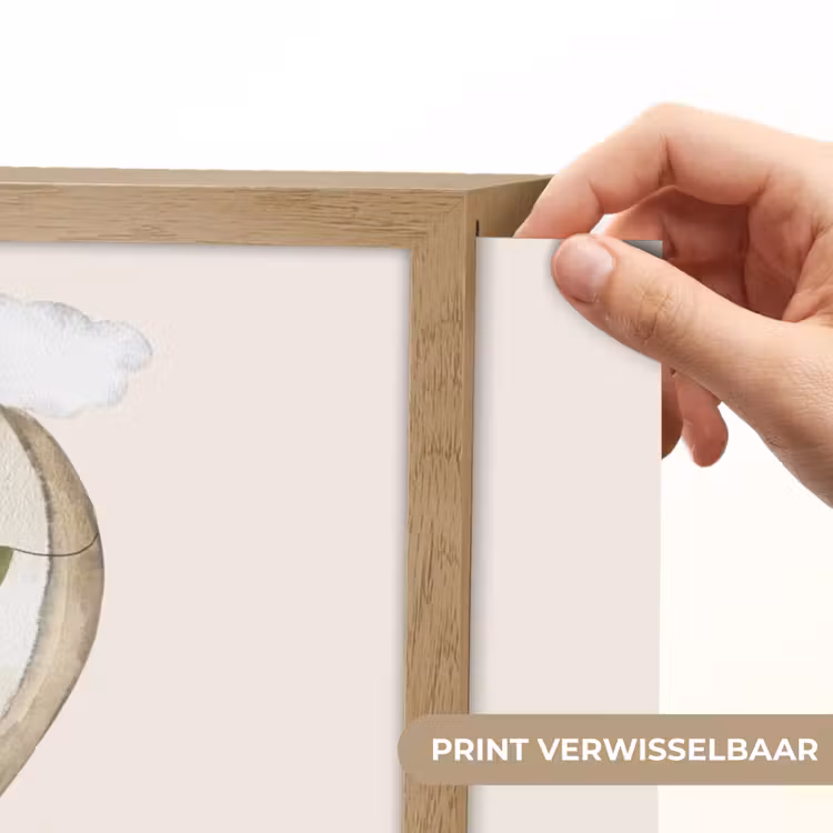 Luchtballon - Olifant - Watercolor - Beige - Dieren Light Box met batterij (Wandlamp kind) middel -USP_websiteprintNL