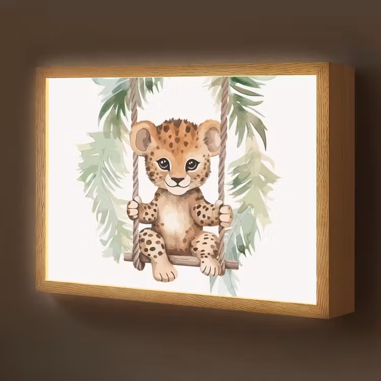 Luipaard - Dier - Kinderen - Jungle Light Box met batterij (Wandlamp kind) middel -z3d_website