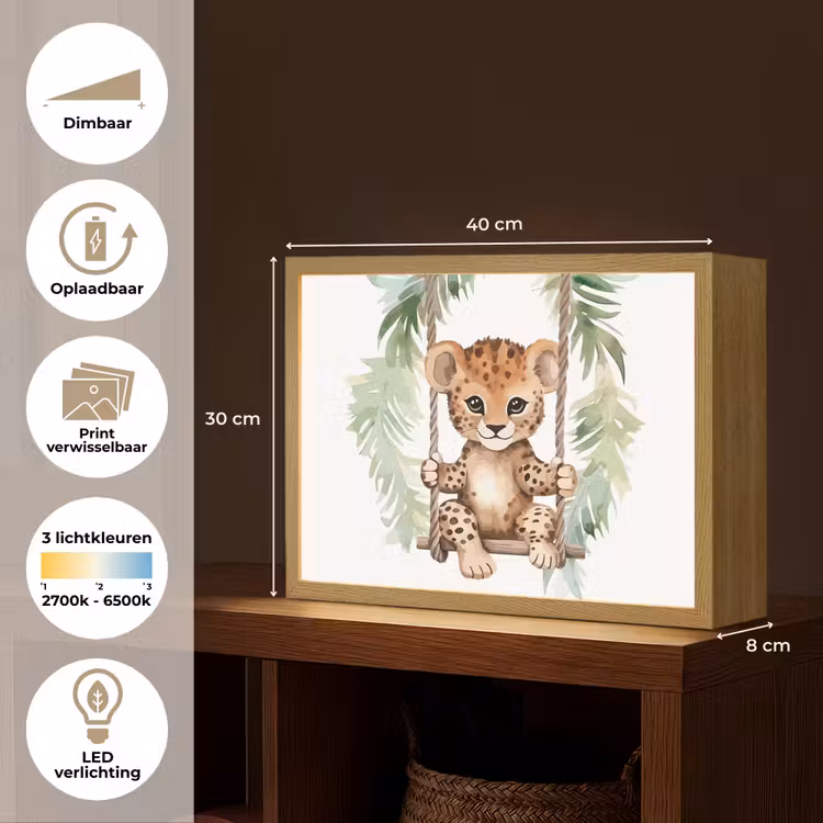 Luipaard - Dier - Kinderen - Jungle Light Box met batterij (Wandlamp kind) middel -USP_websiteoverzichtNL