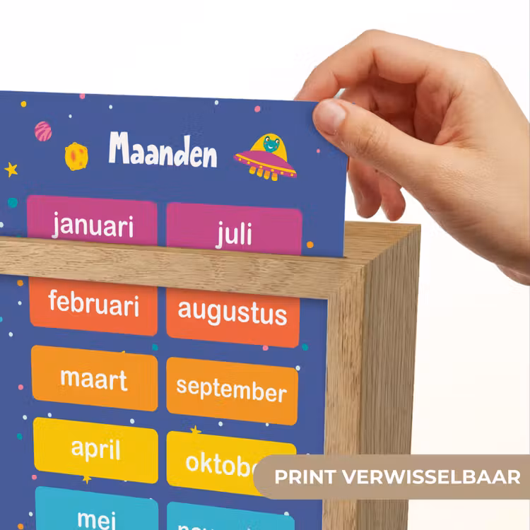 Maanden - Educatief - Leren voor kinderen - Ruimte Light Box met kabel (Wandlamp kind) klein -USP_websiteprintNL