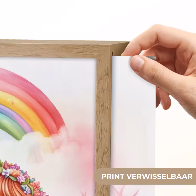 Meisje - Draak - Regenboog Light Box met batterij (Wandlamp kind) middel -USP_websiteprintNL