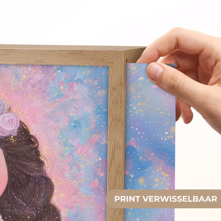Meisje - Eenhoorn - Glitter Light Box met batterij (Wandlamp kind) middel -USP_websiteprintNL
