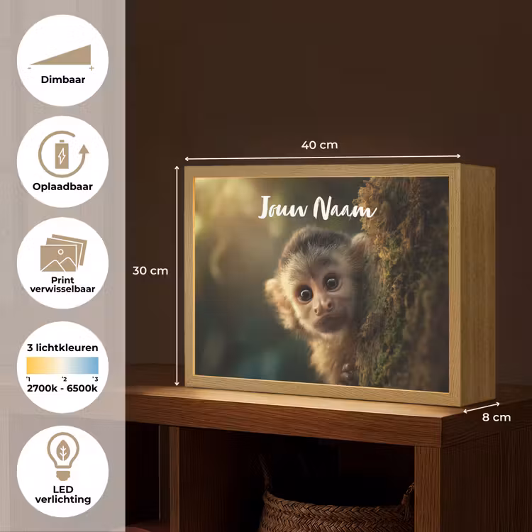 Aap - Boomstronk - Bruin Light Box met batterij (Wandlamp kind) middel -USP_websiteoverzichtNL