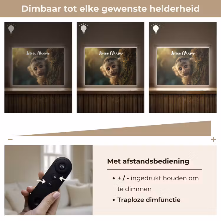 Aap - Boomstronk - Bruin Light Box met batterij (Wandlamp kind) middel -USP_dimbaarNL