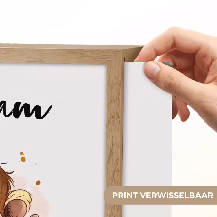 Aap - Bruin - Waterverf - Dieren - Meiden - Jongens Light Box met batterij (Wandlamp kind) middel -USP_websiteprintNL