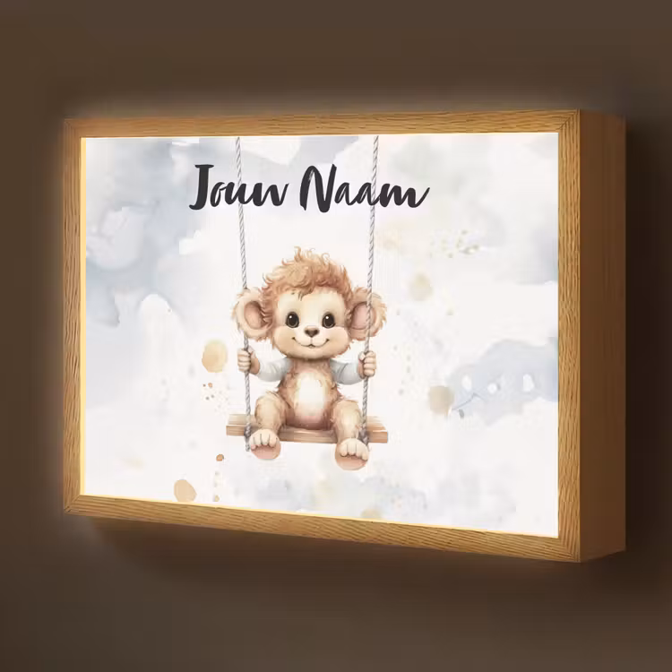 Aap - Dier - Kinderen Light Box met batterij (Wandlamp kind) middel -z3d_website