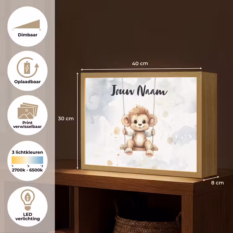 Aap - Dier - Kinderen Light Box met batterij (Wandlamp kind) middel -USP_websiteoverzichtNL