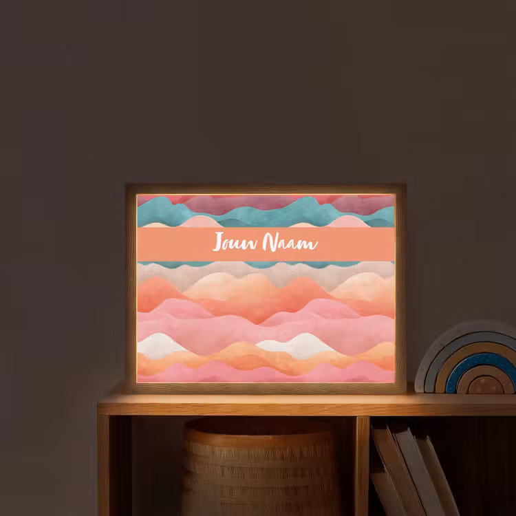 Abstract - Golven - Heuvels - Kleurrijk Light Box met batterij (Wandlamp kind) middel -sfeer1_kind