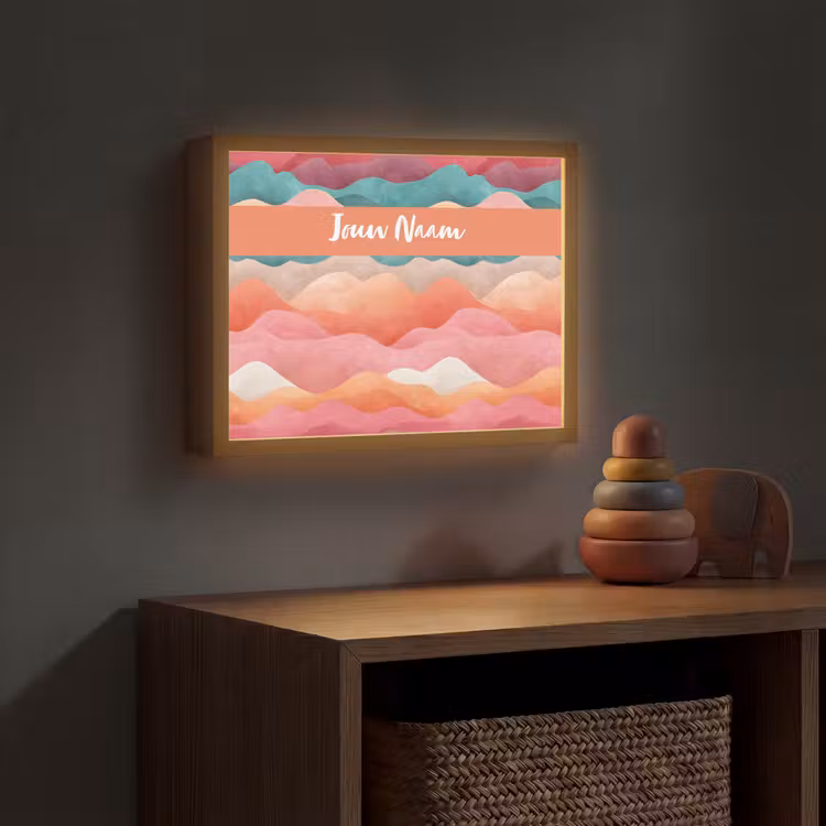 Abstract - Golven - Heuvels - Kleurrijk Light Box met batterij (Wandlamp kind) middel -sfeer5_kind
