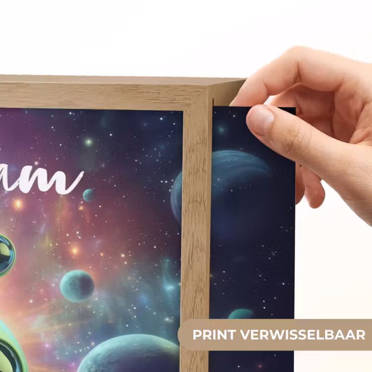 Alien - Groen - Planeten - Ruimte Light Box met batterij (Wandlamp kind) middel -USP_websiteprintNL